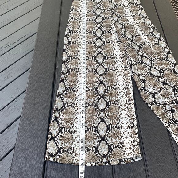 Womens Banana Republic Snakeskin Wide Leg Cropped Jumpsuit Brown Size 4 - Picture 7 of 10